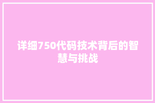 详细750代码技术背后的智慧与挑战