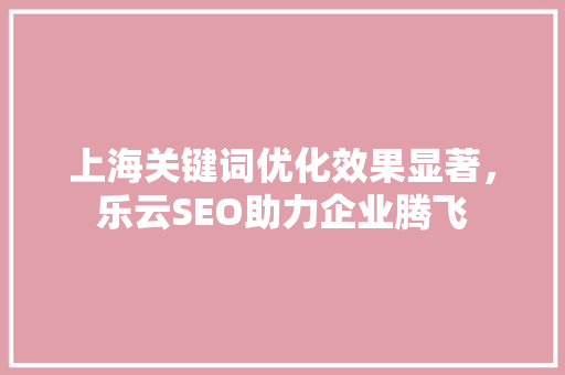 上海关键词优化效果显著，乐云SEO助力企业腾飞