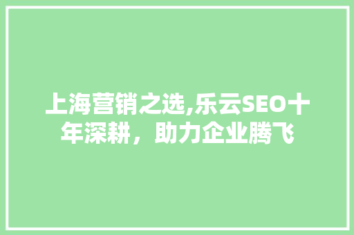 上海营销之选,乐云SEO十年深耕，助力企业腾飞