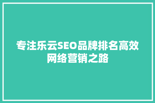 专注乐云SEO品牌排名高效网络营销之路