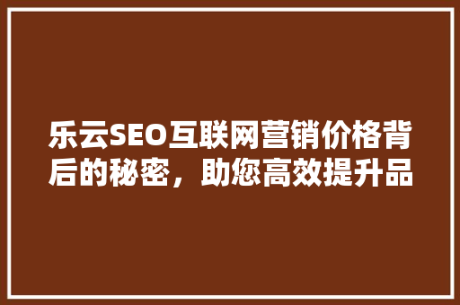 乐云SEO互联网营销价格背后的秘密，助您高效提升品牌知名度