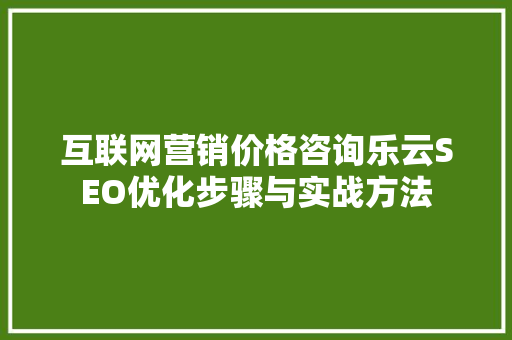 互联网营销价格咨询乐云SEO优化步骤与实战方法