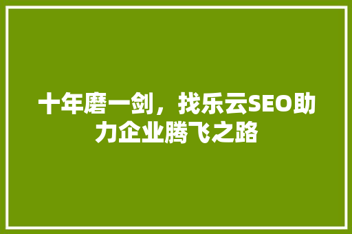 十年磨一剑，找乐云SEO助力企业腾飞之路