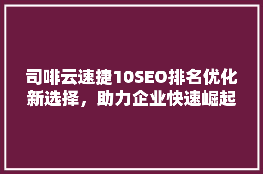 司啡云速捷10SEO排名优化新选择，助力企业快速崛起