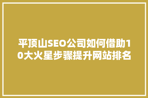 平顶山SEO公司如何借助10大火星步骤提升网站排名