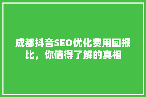 成都抖音SEO优化费用回报比，你值得了解的真相