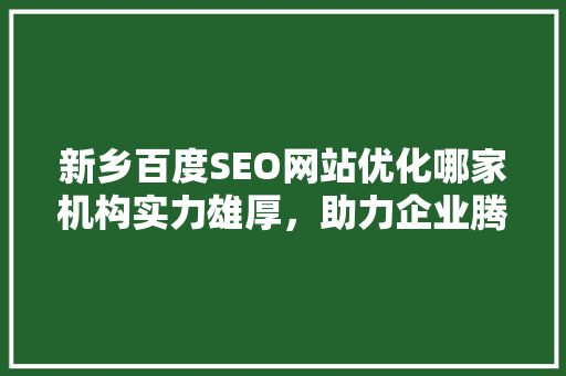 新乡百度SEO网站优化哪家机构实力雄厚，助力企业腾飞
