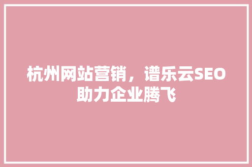 杭州网站营销，谱乐云SEO助力企业腾飞