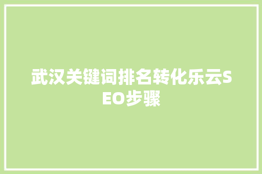 武汉关键词排名转化乐云SEO步骤