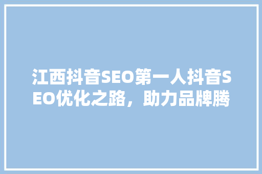 江西抖音SEO第一人抖音SEO优化之路，助力品牌腾飞
