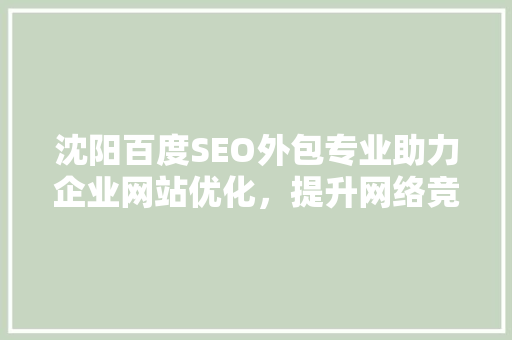 沈阳百度SEO外包专业助力企业网站优化，提升网络竞争力