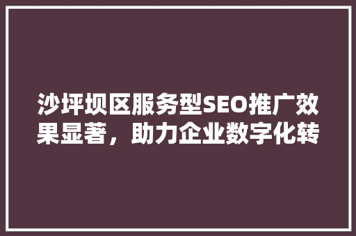 沙坪坝区服务型SEO推广效果显著，助力企业数字化转型