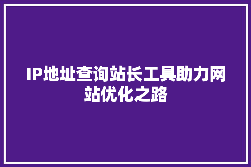 IP地址查询站长工具助力网站优化之路