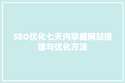 SEO优化七天内掌握网站搭建与优化方法