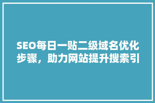 SEO每日一贴二级域名优化步骤，助力网站提升搜索引擎排名