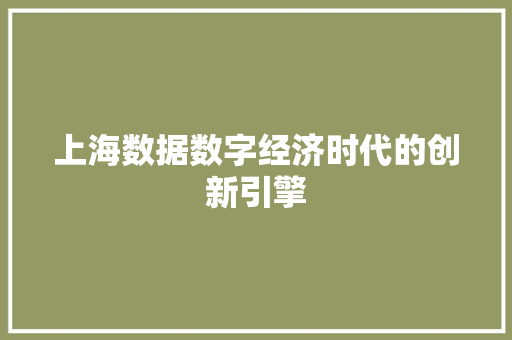 上海数据数字经济时代的创新引擎