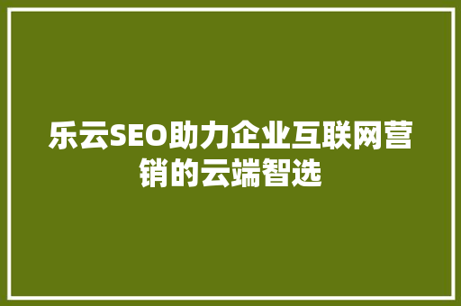 乐云SEO助力企业互联网营销的云端智选