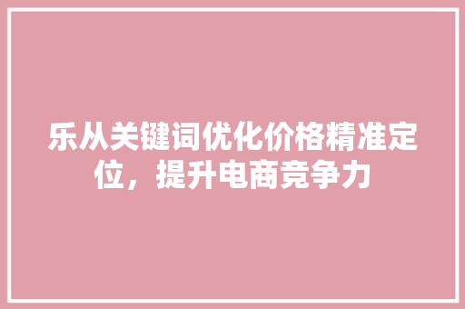 乐从关键词优化价格精准定位，提升电商竞争力