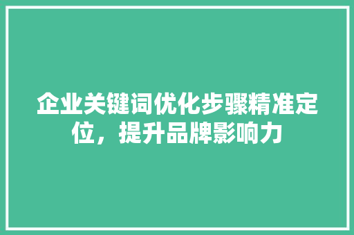 企业关键词优化步骤精准定位，提升品牌影响力