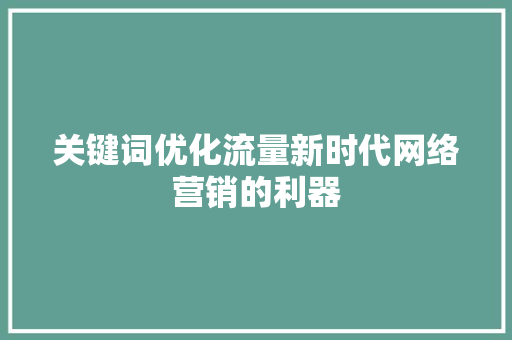 关键词优化流量新时代网络营销的利器