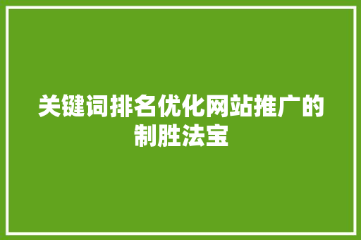关键词排名优化网站推广的制胜法宝