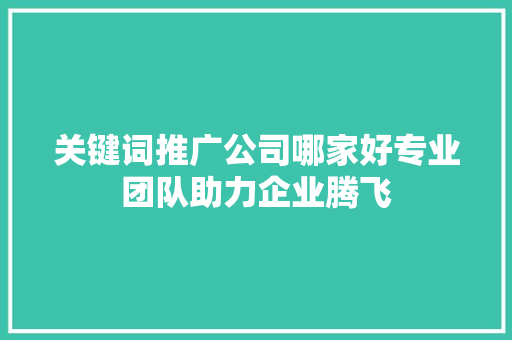 关键词推广公司哪家好专业团队助力企业腾飞