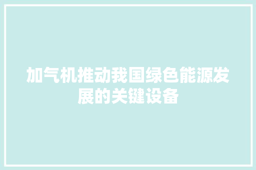 加气机推动我国绿色能源发展的关键设备