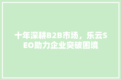 十年深耕B2B市场，乐云SEO助力企业突破困境