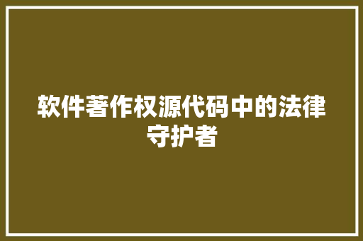 软件著作权源代码中的法律守护者