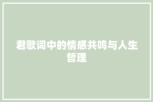 君歌词中的情感共鸣与人生哲理