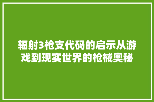 辐射3枪支代码的启示从游戏到现实世界的枪械奥秘