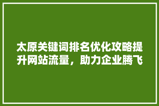 太原关键词排名优化攻略提升网站流量，助力企业腾飞