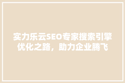 实力乐云SEO专家搜索引擎优化之路，助力企业腾飞