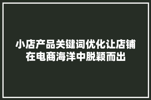 小店产品关键词优化让店铺在电商海洋中脱颖而出