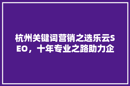 杭州关键词营销之选乐云SEO，十年专业之路助力企业腾飞