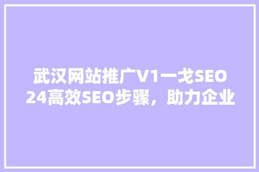武汉网站推广V1一戈SEO24高效SEO步骤，助力企业腾飞