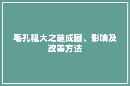 毛孔粗大之谜成因、影响及改善方法
