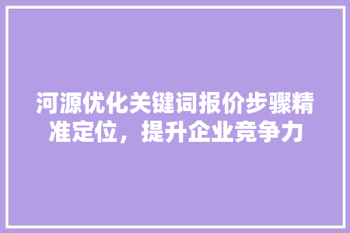 河源优化关键词报价步骤精准定位，提升企业竞争力