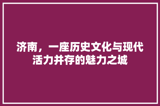 济南，一座历史文化与现代活力并存的魅力之城