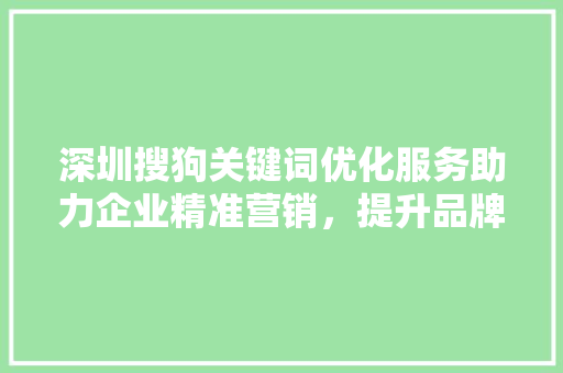 深圳搜狗关键词优化服务助力企业精准营销，提升品牌影响力