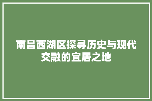 南昌西湖区探寻历史与现代交融的宜居之地