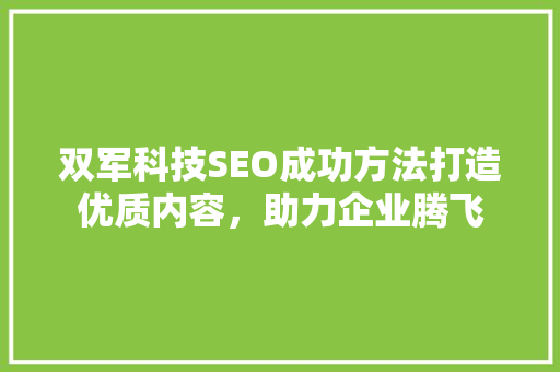 双军科技SEO成功方法打造优质内容，助力企业腾飞