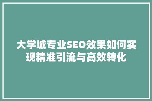 大学城专业SEO效果如何实现精准引流与高效转化