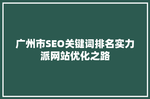 广州市SEO关键词排名实力派网站优化之路