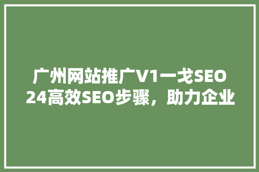 广州网站推广V1一戈SEO24高效SEO步骤，助力企业互联网营销