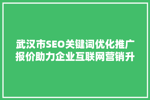 武汉市SEO关键词优化推广报价助力企业互联网营销升级