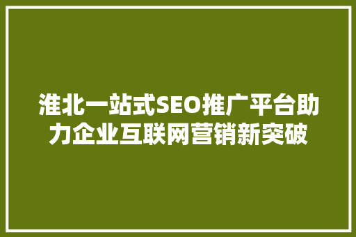 淮北一站式SEO推广平台助力企业互联网营销新突破