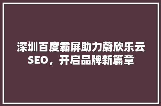 深圳百度霸屏助力蔚欣乐云SEO，开启品牌新篇章