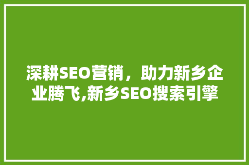 深耕SEO营销，助力新乡企业腾飞,新乡SEO搜索引擎营销策划案