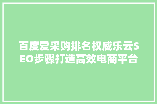 百度爱采购排名权威乐云SEO步骤打造高效电商平台的秘密武器